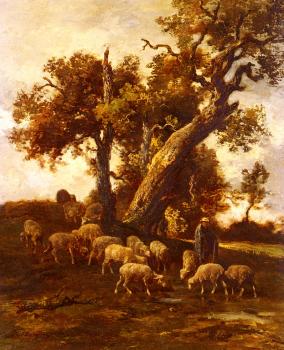 Charles Emile Jacque : Sheep At Pasture